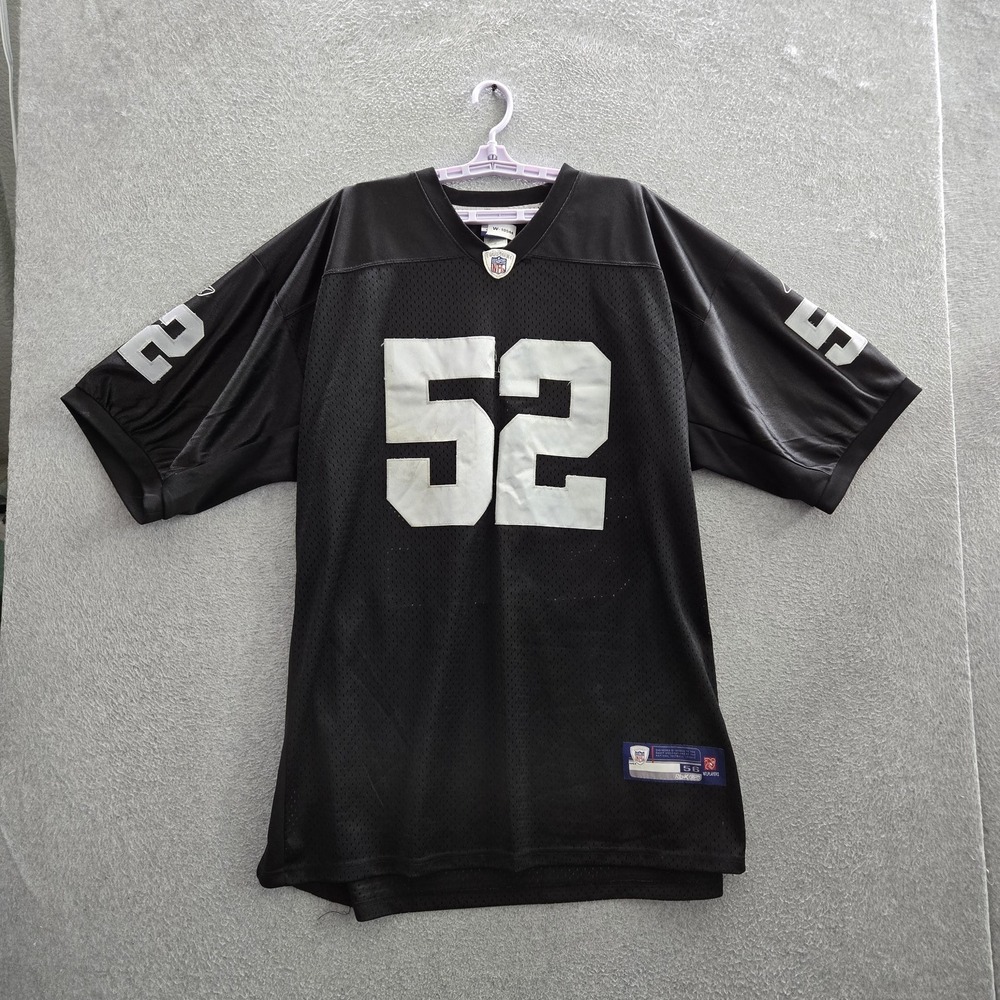 VINTAGE Oakland Raiders Men Shirt 56 Black Reebok 52 Kirk Morrison